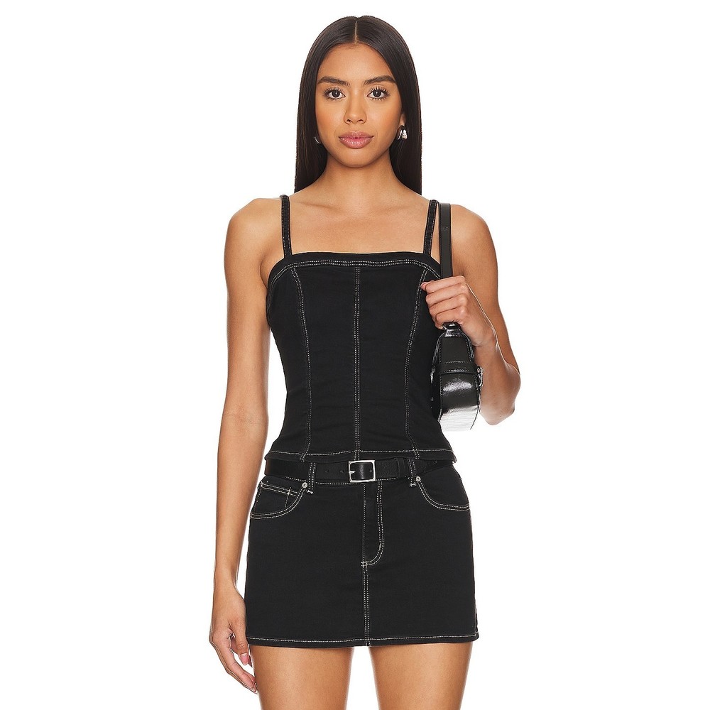 New Abrand Venue Bodice in Black denim corset tank top